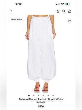 ROTATE Balloon Pleated Wide-Leg Pants in Bright White